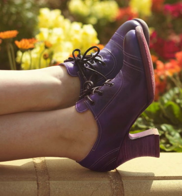 (image for) Nanny Lace Up Purple Poison Leather Shoe Victorian Style